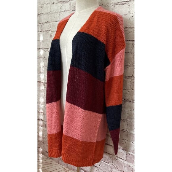 It's Our Time Womens Color Block Striped Open Front Cardigan Sweater Size M NEW - Picture 3 of 5